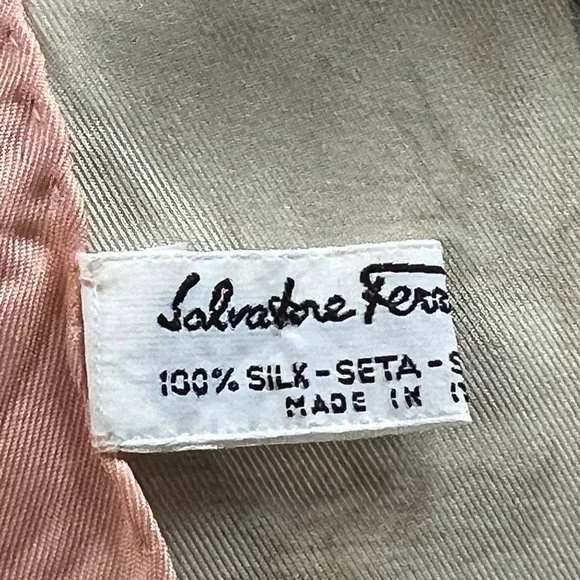 FERRAGAMO: Pink Floral & Zebra  Logo Silk Bag Scarf/Pocket Square 16" x 16" #135 - Picture 4 of 5